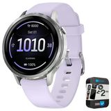 Garmin 010-03013-01 Venu 4, 41Mm Health & Fitness Gps Smartwatch Silver With Periwinkle Silikon Band Sche With 2 Yr Cps Geliştirilmiş Koruma Paketi