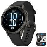 Garmin 010-03013-02 Venu 4, 41 mm Sağlık ve Fitness GPS Akıllı Saat, Slate ve Siyah Silikon Bant Paketi ve 2 YR CPS Gelişmiş Koruma Paketi