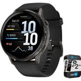 Garmin 010-03014-00 Venu 4, 45 mm Sağlık ve Fitness GPS Akıllı Saat, Slate ve Siyah Silikon Bant Paketi ve 2 YR CPS Gelişmiş Koruma Paketi
