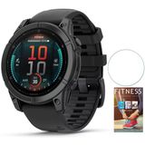 Garmin 010-03025-02 Fenix E 47 Mm Amoled Çelik İle Black Silikon Band Sche İle Tech Smart Usa Fitness & Wellness Suite Ve Round Tempered Glass Ekran Koruyucu