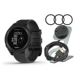 Garmin Approach S12 Golf Watch (Black) Sche With Focus Camera Portable Şarj Stand And Usb Şarj Kablolu Ve Focus Şarj Port Protectors (9-Pack) (3 Madde)