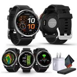 Garmin Approach S44 Essential Golf Saati, GPS, AMOLED Ekran, Saha Özellikleri, Spor ve Fitness Akıllı Saati, Siyah Çerçeveli Gümüş Alüminyum Çerçeve...