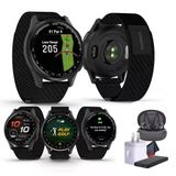 Garmin Approach S50 Advanced Golf Watch With Gps, Amoled Ekran, Spor Ve Fitness Smartwatch, Slate Alüminyum Bezel With Black Comfortfit Clean Band Sche With Wireless Air Buds