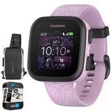 Garmin Bounce Kid Smartwatch Two-Way Text & Voice Messaging, Lilac Floral 010-02448-01 | Resmi Abd Ortak Modeli | Sche With 2 Yr Cps Advancedd Protection Pack & Deco Essentials Sling Backpack