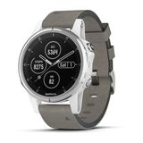 Garmin Fenix 5S Plus, Smaller-Sized Multisport Gps Smartwatch, Özellikler Renk Topo Haritalar, Kalp Puanı İzleme, Müzik İletişimsiz Ödeme, Gümüş / Beyaz Gray Suede Band