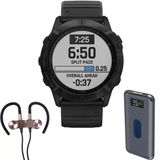 Garmin Fenix 6X Pro Multisport Gps Smartwatch Black Band With Wireless Earbuds Sche