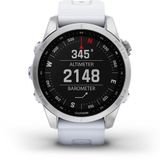 Garmin fenix 7S, Daha küçük boyutlu macera akıllı saati, GPS'li sağlam dış mekan saati, dokunmatik ekran, sağlık ve sağlıklı yaşam özellikleri, beyaz taşlı gümüş...