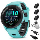 Garmin Forerunner 265 Gps Smartwatch, Aqua/Black Sche With Deco Essentials Şarj Dock Venu 3 + Silikon Toz Kapak + Usb Type C Şarj Ve Sen Cable