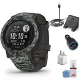Garmin Instinct 2 - Camo Edition Smart Watch Graphite Camo + Watch Şarj Stand + Usb Car/Wall Adaptör + 6Ave Temizlik Kit (010-02626-13)