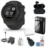 Garmin Instinct 2S Standard Edition Smart Watch Graphite + Kablosuz Kulaklık + Watch Şarj Stand + Usb Car/Wall Adaptör + 6Ave Temizlik Kit + Workout Havlu (010-02563-10)