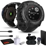 Garmin Instinct 2X Solar - Taktik Sürümü Siyah, Erkekler için Sağlam Dış Mekan GPS Akıllı Saat, Solar Şarj Özelliği, Balistik Hesap Makinesi Dahili Uçuş...