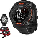 Garmin Instinct 3-45 Mm Açık Gps Smartwatch, Solar, Black Band 010-02934-00 Sche With Deco Essentials 2X Ekran Koruyucu & 2X Taktik Paracord Duş