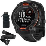 Garmin Instinct 3-45 Mm Açık Gps Smartwatch, Solar, Black Band With Hrm 200 Heart Rate Monitor (Xs-S) Sche With Deco Essentials Collapsable Water Şişe