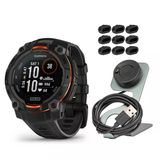 Garmin Instinct 3 45Mm Solar Gps Smartwatch With Built-İn Flashlight (Black) Sche With Focus Camera Portable Şarj Stand And Focus Şarj Port Protectors (9-Pack) (3)