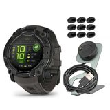 Garmin Instinct 3 50Mm Amoled Gps Smartwatch (Black And Charcoal Band) Sche With Focus Camera Port Protectors (9-Pack) (3)