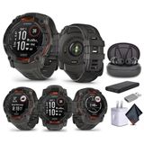 Garmin Instinct 3 50Mm, Solar Charged Display, Rugged Outdoor Gps Smartwatch, Metal-Reinforced Bezel, Built-İn Flashlight, Charcoal (010-02935-00) With Earbuds Sche