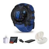 Garmin Instinct 3 Rugged Gps Smartwatch, 45 Mm Amoled Display, Supernova Collection, Multi-Band Gps With Satıq, Built-İn Flashlight, 18 Days Battery Life, Black With Bolt Blue/Black Band Sche