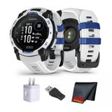 Garmin Instinct 3 Solar Rugged Gps Smartwatch, 45 Mm Case, Sınırsız Battery Solar Şarj, Multi-Band Gps, Built-İn Flashlight, Whitestone With Blue Band (Supernova Collection)