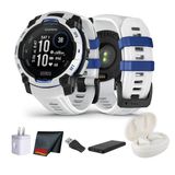 Garmin Instinct 3 Solar Rugged Gps Smartwatch, 45 Mm Case,Supernova Collection Watch, Sınırsız Battery With Solar Şarj, Multi-Band Gps, Built-İn Flashlight, Whitestone With Bolt Blue Band