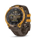 Garmin Instinct Crossover AMOLED, Analog Saat Eller ve Parlak AMOLED Ekranlı Sağlam Hibrit GPS Akıllı Saat, Kakao Silikon Bantlı Bronz/Sunburst