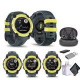 Garmin Instinct E 40Mm, Açık Gps Smartwatch, 7/24 Sağlık İzleme, 14 Günlük Battery Life, Electric Lime/Twilight (010-02932-01) With Earbuds Sche