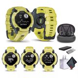 Garmin Instinct E 45Mm, Açık Gps Smartwatch, 7/24 Sağlık İzleme, 16 Günlük Battery Life, Electric Lime (010-02933-01) With Earbuds Sche