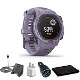 Garmin Instinct Solar Orchid + Usb Araba/Wall Adapt + Watch Şarj Stand + 6Ave Fiber Kumaş (010-02293-12)