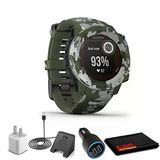 Garmin Instinct Solar Sportsman Edition Lichen Camo + Usb Car/Wall Adapt + Watch Şarj Stand + 6Ave Fiber Kumaş (010-02293-16)