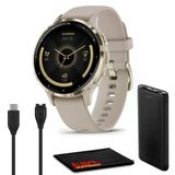 Garmin Venu 3S Gelişmiş Fitness ve Sağlık Takip Cihazı Akıllı Saat 41 MM Fransız Gri Kasa ve Silikon Bantlı Yumuşak Altın Paslanmaz Çelik Çerçeve 1,2 İnç AM...