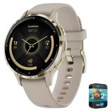 Garmin Venu 3S Health Fitness Gps Smartwatch Gold Steel Bezel W / French Gray Case 41Mm | Resmi Abd Ortak Modeli | Sche 010-02785-02 With 2 Yr Cps Advancedd Protection Pack