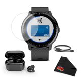 Garmin Vivoaktif 3 Müzik - Gps Smart Watch Music Storage & Playback - Sche Tempered Glass Ekran Koruyucu + Kablosuz Earbuds + 1 Genişletilmiş Garanti