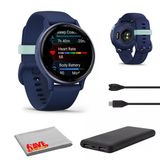 Garmin Vivoaktif 5, Erkekler Ve Kadınlar İçin Sağlık Ve Fitness Gps Smartwatch, Metallic Navy Bezel W/Navy Case Ve Silikon Band, 1.2" Amoled Touc