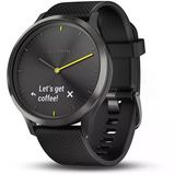 Garmin Vıvomove Hr, Erkekler Ve Kadınlar İçin Hibrit Smartwatch, Black Silikon Band İle Siyah, Büyük