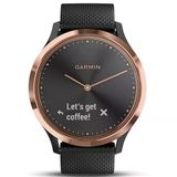 Garmin Vivomove Hr, Erkekler Ve Kadınlar İçin Hibrit Smartwatch, Black/Rose Gold With Black Silikon Band