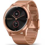 Garmin Vivomove Luxe, Hybrid Smartwatch With Real Watch Hands And Hidden Color Touchscreens, Rose Gold Milanese Band