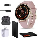 GarminVenu 3S Gelişmiş Fitness ve Sağlık Takip Cihazı Akıllı Saat Toz Gülü Kılıf ve 41MM Silikon Bantlı Yumuşak Altın Paslanmaz Çelik Çerçeve 1,2 İnç AMOL...