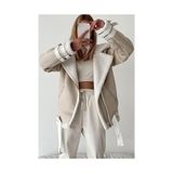 Garmoda Kadın Renkli İthal Süet Kaban Trençkot Mont Uzun Kol Düz Desenli Günlük Stil