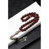 Garnet Doğal Taş 925 Ayar Gümüş Tesbih 8 Mm Küre Kesim - T-1786