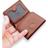 Garnet Hakiki Deri Uniseks Cüzdan - Mıknatıslı, Katlamalı Minimalist Kartlık - Taba - 1 Parça - Çok Renkli