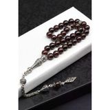 Garnet - Lal Doğal Taş Tesbih 925 Ayar Gümüş 8 Mm Küre Kesim