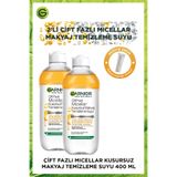 Garnier 2'li Çift Fazlı Micellar Makyaj Temizleme Suyu 400ML + Makyaj Temizleme Pamuğu