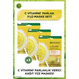 Garnier 3'lü C Vitamini Parlaklık Verici Kağıt Yüz Maskesi Seti Aydınlatıcı Etki Tüm Cilt Tipleri İçin