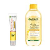 Garnier 40 ml C Vitamini Günlük Uv Korumalı Güneş Yüz Kremi Spf50 Görünmez Doku & 400 ml Micellar C Vitamini Kusursuz Makyaj Temizleme Suyu Cilt Bakım Seti