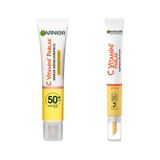Garnier 40 ml C Vitamini Günlük Uv Korumalı Güneş Yüz Kremi Spf50 Görünmez Doku & C Vitamini Parlak Aydınlatıcı Göz Kremi Cilt Bakım Seti