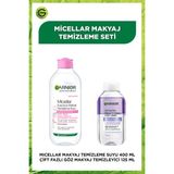Garnier 400 ml Micellar Su ve 125 ml Çift Fazlı Göz Makyaj Temizleyici ile Hassas Ciltler İçin Temizleyici Set