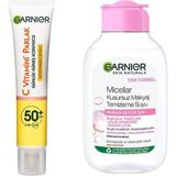 Garnier 40ml C Vitamini Günlük Uv Korumalı Güneş Yüz Kremi Spf50 Görünmez Doku & 100 ml Micellar Kusursuz Makyaj Temizleme Suyu Cilt Bakım Seti