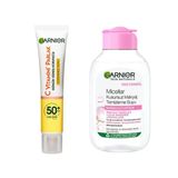 Garnier 40ml C Vitamini Günlük Uv Korumalı Güneş Yüz Kremi Spf50 Görünmez Doku & 100 ml Micellar Kusursuz Makyaj Temizleme Suyu Cilt Bakım Seti