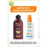 Garnier Ambre Solaire Sensitive Advanced Güneş Koruyucu Sprey Spf50+ & Ideal Bronzluk Bronzlaştırıcı Yağ