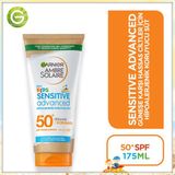 Garnier Ambre Solaire Sensitive Advanced SPF50+ 175 ml çocuklar için hipoalerjenik güneş koruyucu süt