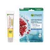 Garnier C Vitamini Günlük Uv Korumalı Güneş Yüz Kremi Spf50 Görünmez Doku 40ml & Nem Bombası Canlandırıcı Kağıt Maske Cilt Bakım Seti